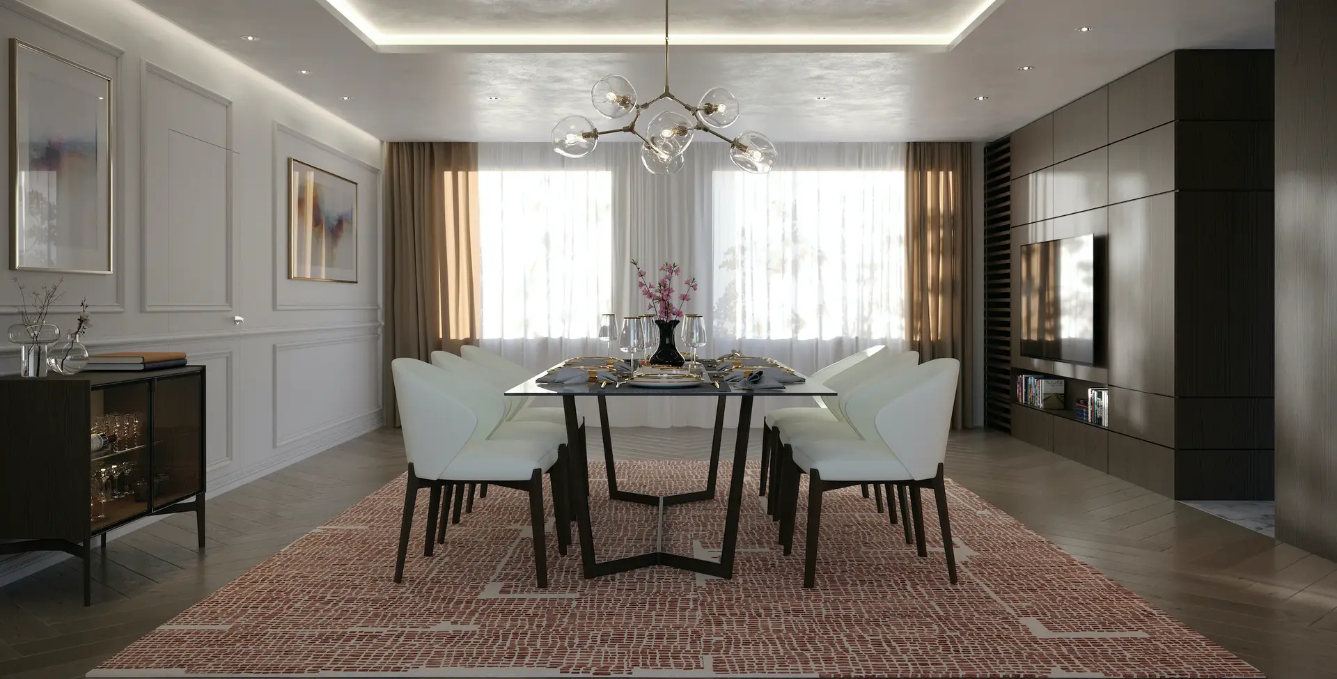Fahara rug by Vaheed Taheri showcasing a dynamic pattern with layered textures in soft neutral tones